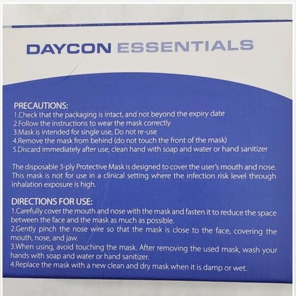 New Unisex 50 Blue & White Disposable Face Masks - Picture 12 of 13